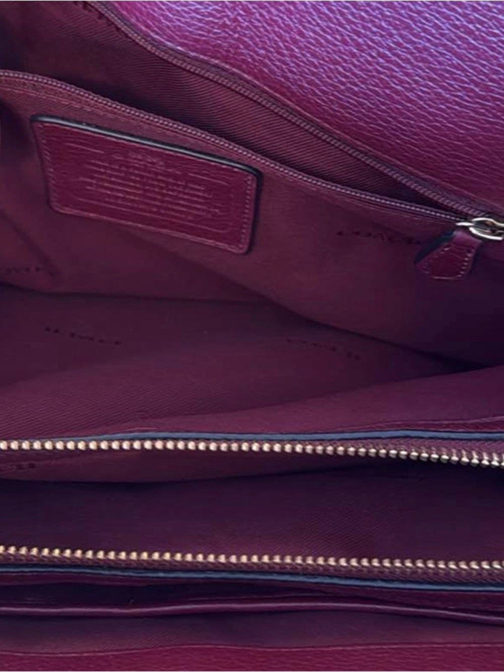COACH Mercer 35 Pebbled Leather Satchel in burgundy. Like new - Picture 8 of 9